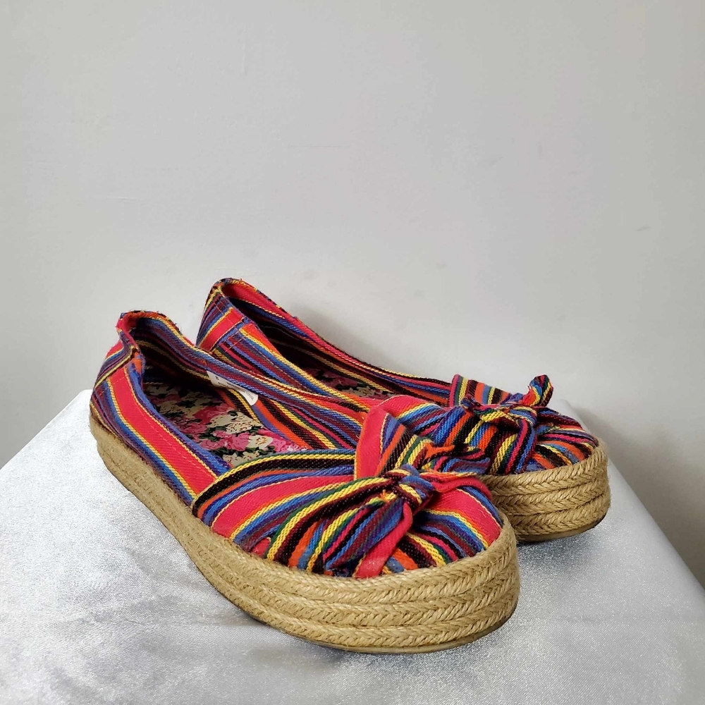 Women’s Red Multicolor Striped Espadrille Moccasins